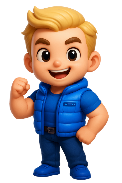 Finance Bro mascot - friendly cartoon character representing smart expense tracking